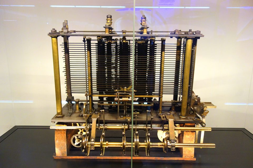 A trial model of Babbage’s Analytical Engine at the Science Museum, London.