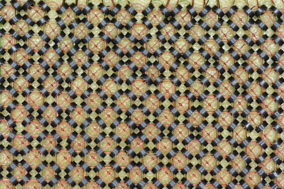 A close-up of magnetic-core memory: the physical components of stored information.